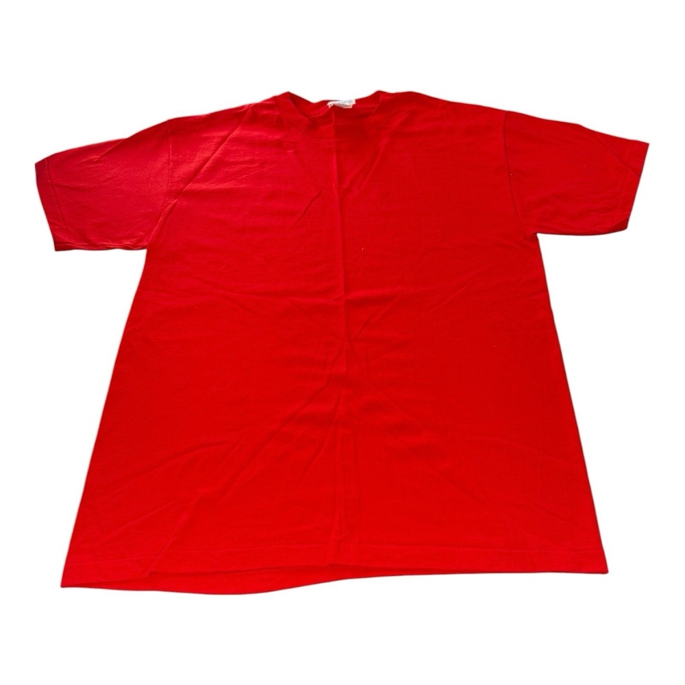 Hanes Heavyweight 50/50 Blank Red T Shirt Men's Large Single Stitch USA Made Tee